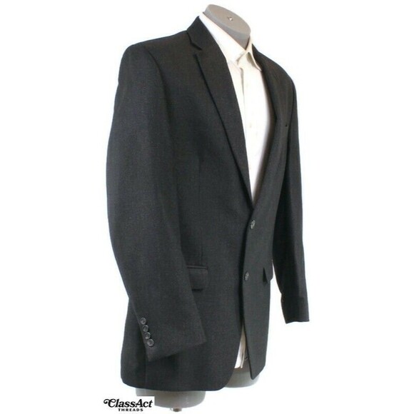 Chaps Sport Coat Men's Gray Checked Two Button Blazer Suit Jacket 42L - Picture 1 of 7